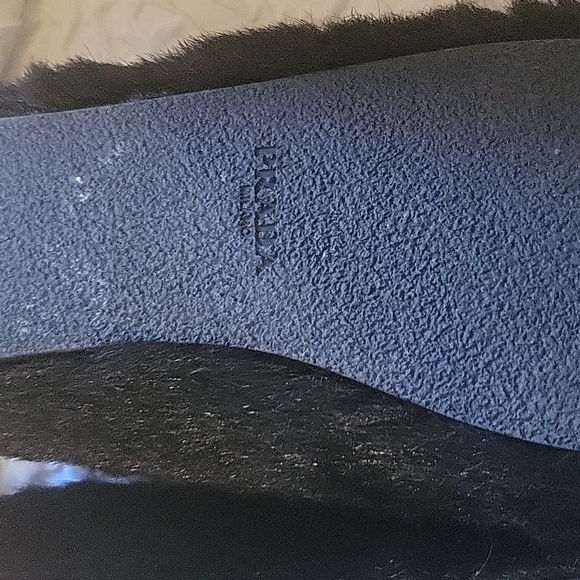 PRADA CHEVRE MONT Goat Hair EMBELLISHED BLACK AND STRAWBERRY-PINK LOAFERS SIZE 6 - Picture 10 of 12